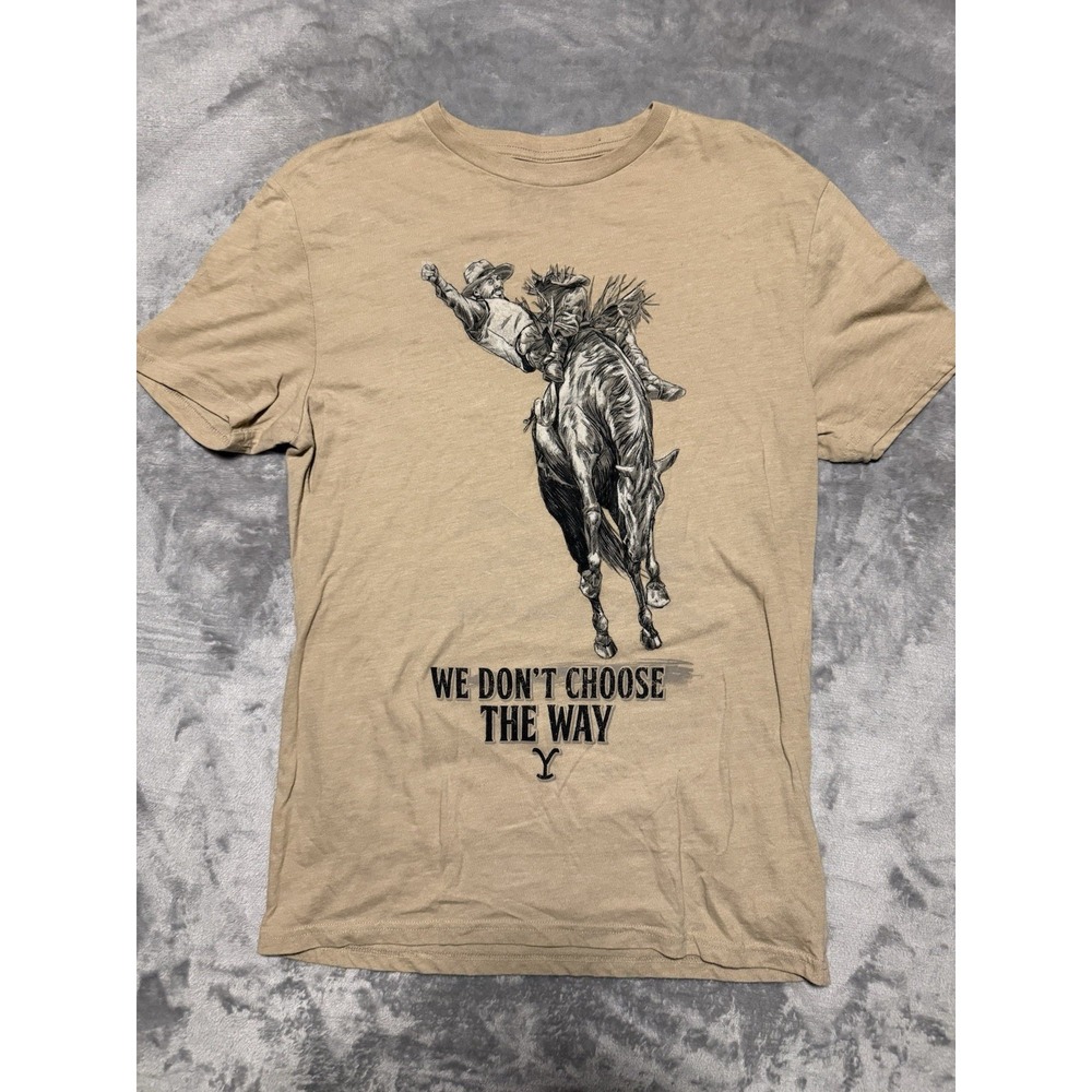 Wrangler T Shirt Mens Small Yellow Cowboy Rodeo Yellowstone Graphic Tee